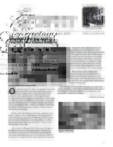 VOLUME XXVII / ISSUE 4 / APRIL[removed]W W W. C A G T O W N . O R G Celebrate Earth Day April 22 Tour GU’s New Science Building