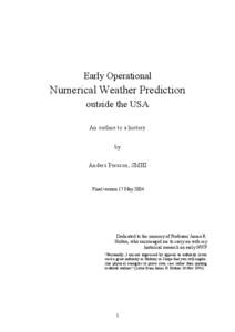 Early Operational  Numerical Weather Prediction