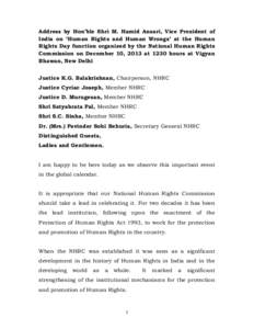 Government / Politics / National Human Rights Commission of India / National Human Rights Commission / United Nations Human Rights Council / Dignity / Universal Declaration of Human Rights / Natural and legal rights / Universal Periodic Review / Ethics / Human rights / National human rights institutions