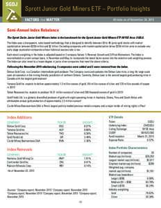 Sprott Junior Gold Miners ETF – Portfolio Insights factors that matter ™ All data as of November 24, 2015  Semi-Annual Index Rebalance