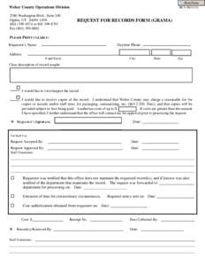 Print Form REV[removed]Weber County Operations Division 2380 Washington Blvd., Suite 240 Ogden, UT[removed]