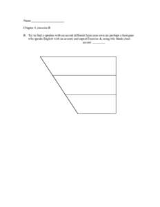 Name_____________________ Chapter 4, exercise B B Try to find a speaker with an accent different from your own (or perhaps a foreigner who speaks English with an accent) and repeat Exercise A, using this blank chart. acc