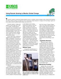 Using Remote Sensing to Monitor Global Change  To properly respond to natural and human-induced stresses to wetlands, resource managers must consider their functions and values. Remote sensing is an important tool for mo