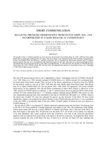 INTERNATIONAL JOURNAL OF CLIMATOLOGY Int. J. Climatol. 23: 471–Published online in Wiley InterScience (www.interscience.wiley.com). DOI: joc.897 SHORT COMMUNICATION SEA-LEVEL PRESSURE OBSERVATIONS FR