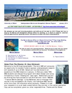 Bathybius University of Miami Undergraduate Marine and Atmospheric Science Program  January 2014