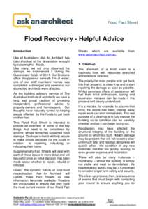 Flood Fact Sheet  Flood Recovery - Helpful Advice Introduction  Sheets which are available