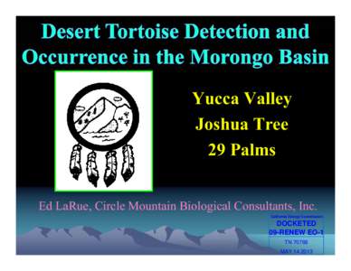 Tortoise Surveys in Morongo Basin from 1989 to 2007