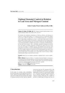 Silva Fennica[removed]research articles  Optimal Stomatal Control in Relation to Leaf Area and Nitrogen Content Graham D. Farquhar, Thomas N. Buckley and Jeffrey M. Miller