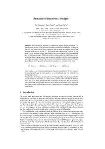 Synthesis of Reactive(1) Designs Nir Piterman1 , Amir Pnueli2 , and Yaniv Sa’ar3 1