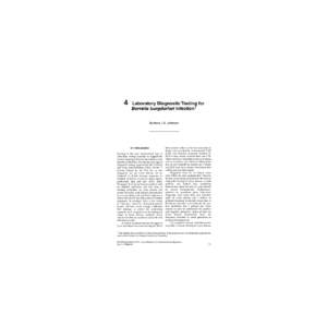 4  Laboratory Diagnostic Testing for Borrelia burgdorferi Infection1 Barbara J.B. Johnson