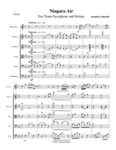 Niagara Air  Score For Tenor Saxophone and Strings Moderato {q = c 108}