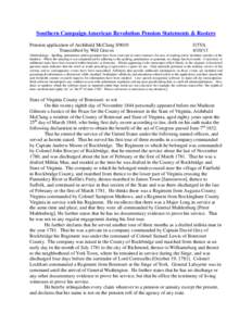 Southern Campaign American Revolution Pension Statements & Rosters Pension application of Archibald McClung S9010 Transcribed by Will Graves f15VA[removed]