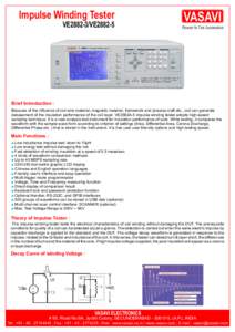 Impulse Winding Tester VE2882-3/VE2882-5 VASAVI  Pioneer In Test Automation