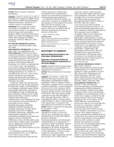 Federal Register / Vol. 79, No[removed]Tuesday, October 28, [removed]Notices Notice; issuance of permit amendment. ACTION: