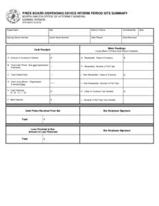 PRIZE BOARD DISPENSING DEVICE INTERIM PERIOD SITE SUMMARY NORTH DAKOTA OFFICE OF ATTORNEY GENERAL GAMING DIVISION SFN[removed]Organization