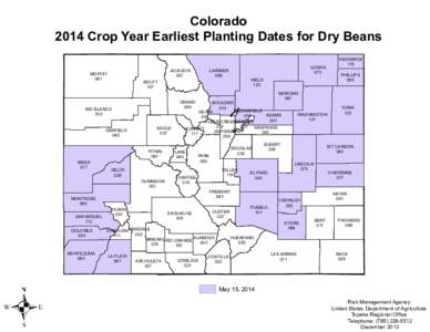 Colorado 2014 Crop Year Earliest Planting Dates for Dry Beans MOFFAT 081  ROUTT