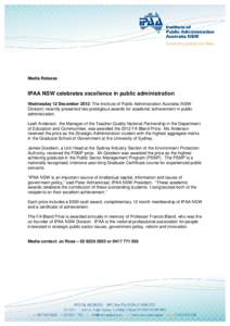 Microsoft Word - IPAA celebrates excellence in public administration release.doc