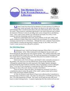 THE MONROE COUNTY PURE WATERS PROGRAM … A HISTORY Maggie Brooks County Executive