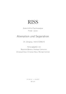 RISS Zeitschrift für Psychoanalyse Freud . Lacan Alienation und Separation 20. Jahrgang - HeftII)