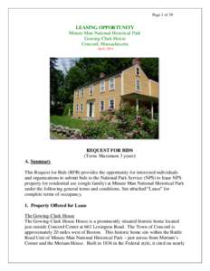Page 1 of 39  LEASING OPPORTUNITY Minute Man National Historical Park Gowing-Clark House Concord, Massachusetts