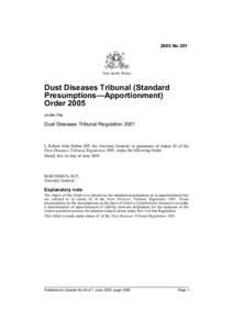 2005 No 201  New South Wales Dust Diseases Tribunal (Standard Presumptions—Apportionment)