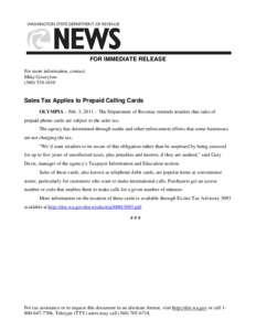 Sales Tax Applies to Prepaid Calling Cards