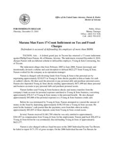 Office of the United States Attorney, Dennis K. Burke District of Arizona FOR IMMEDIATE RELEASE Thursday, December 23, 2010