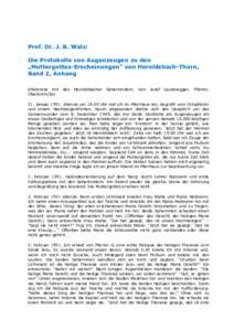 Prof. Dr. J. B. Walz: Die Protokolle von Augenzeugen zu den „Muttergottes-Erscheinungen“ von Heroldsbach-Thurn, Band 2, Anhang Erlebnisse mit Oberkirch/Sol.