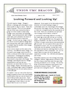 UNION UMC BEACON Union United Methodist Church June 13, 2012  Volume 1, Issue 4