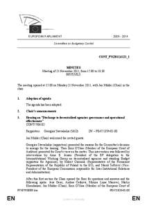 [removed]EUROPEAN PARLIAMENT Committee on Budgetary Control  CONT_PV(2011)1121_1