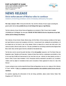 PORT AUTHORITY 0F GUAM JOSE D. LEON GUERRERO COMMERCIAL PORT 1026 Cabras Highway, Suite 201 Piti, Guam[removed]Phone: ([removed], Fax: ([removed]Website: www.portguam.com