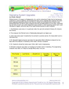 Operating System Upgrades by Shelly Hazard August 2013 Print ‘n’ Play Text and Table of Results