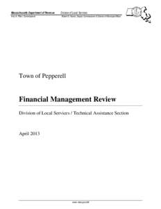 Massachusetts Department of Revenue Amy A. Pitter, Commissioner Division of Local Services Robert G. Nunes, Deputy Commissioner & Director of Municipal Affairs