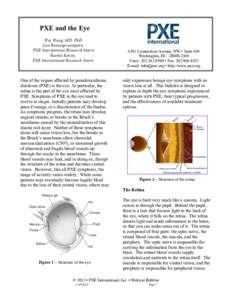 PXE and the Eye Wai Wong, MD, PhD Lisa Ratanaprasatporn, PXE International Research Intern Rachel Koren, PXE International Research Intern