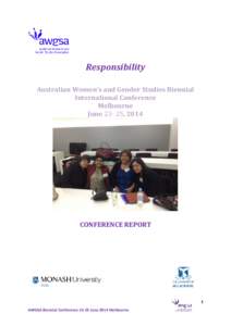 Responsibility Australian Women’s and Gender Studies Biennial International Conference Melbourne June, 2014