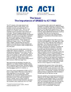 Microsoft Word - The Issue - The Importance of SRED to ICT RD