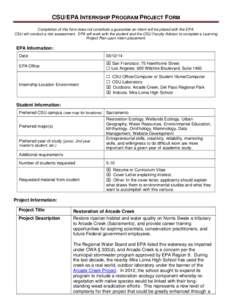 CSU/EPA Internship Program Project Form