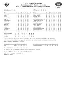 2014 UT Martin Softball Saint Louis at UT Martin (Game 1) Mar 11, 2014 at Martin, Tenn. (Skyhawk Field) Saint Louis[removed]UT Martin[removed])