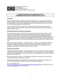 Radioactive Materials Unit PO Box[removed]St. Paul, MN[removed]Phone: [removed] • Fax[removed]PRAIRIE ISLAND NUCLEAR GENERATING PLANT