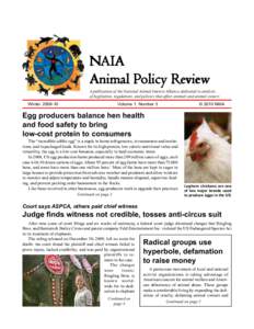NAIA Animal Policy Review A publication of the National Animal Interest Alliance dedicated to analysis of legislation, regulations, and policies that affect animals and animal owners  Winter[removed]