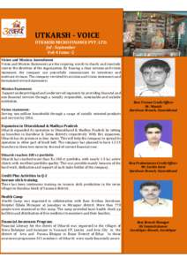 UTKARSH - VOICE UTKARSH MICRO FINANCE PVT. LTD. Jul - September Vol-4 Issue -2  )