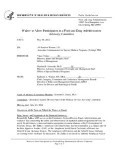 DEPARTMENT OF HEALTH & HUMAN SERVICES  Public Health Service Food and Drug Administration[removed]New Hampshire Ave. Silver Spring MD 20993