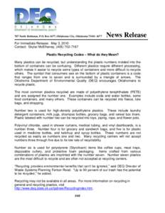 707 North Robinson, P.O. Box 1677, Oklahoma City, Oklahoma[removed]News Release For Immediate Release: May 3, 2010 Contact: Skylar McElhaney, ([removed]