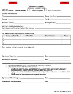 RESET  PRINT UNIVERSITY OF HAWAI‘I TRAINING REQUEST FORM