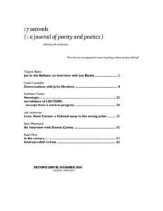 17 seconds ( : a journal of poetry and poetics ), second issue, summer 2010