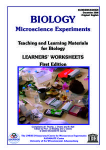 Biology microscience experiments: teaching and learning materials for biology; teacher notes; 2006