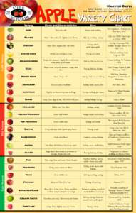 AppleVariety Chart  Harvest Dates Early Season - Late June to End of August Mid Season - September | Late Season - October