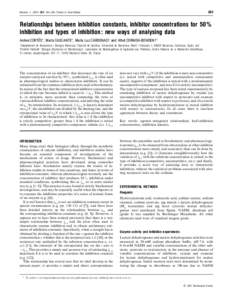 263  Biochem. J[removed], 263–268 (Printed in Great Britain) Relationships between inhibition constants, inhibitor concentrations for 50 % inhibition and types of inhibition : new ways of analysing data