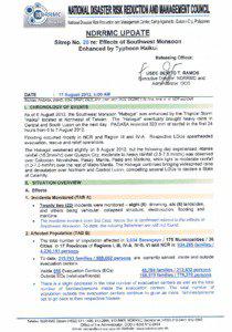 NDRRMC Update Sit Rep 20 Effects of Southwest Monsoon