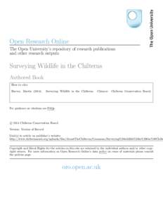 Open Research Online The Open University’s repository of research publications and other research outputs Surveying Wildlife in the Chilterns Authored Book